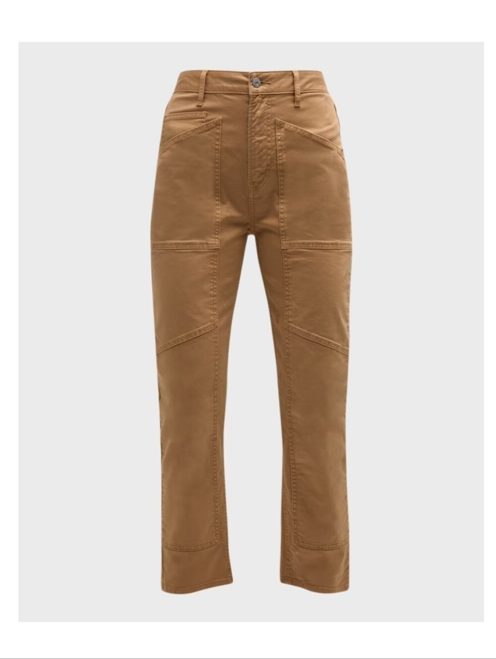 Veronica Beard Jeans The Arya Straight Leg Crop High Rise Pants In Khaki
